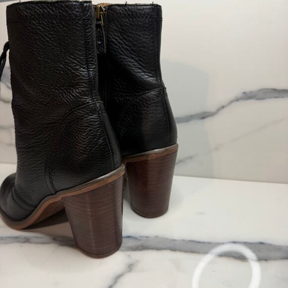 Franco Sarto Women's Black Leather Enzo Boots Sz 7.5 Witchcore Lace-Up Victorian - Picture 4 of 7